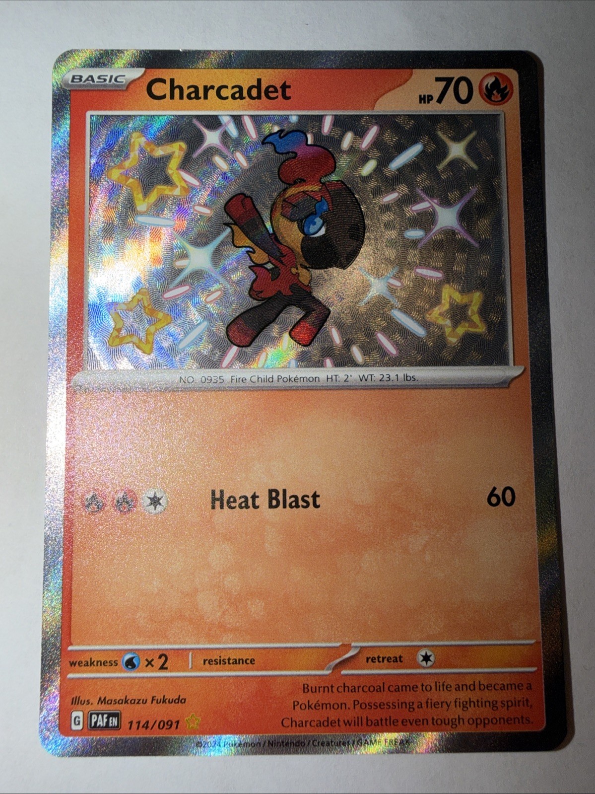 Charcadet Holofoil 114/091 Pokemon Paldean Fates Baby Shiny Holo Near Mint