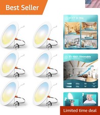 6 Pack Retrofit LED Recessed Lighting 6 Inch, Selectable 2700K/3000K/4000K/50...