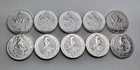Lot Of 10 - 2 oz Silver Queen's Beasts Rounds 5x2016 Lion/2019 Yale/4x2020 Horse