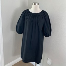 NEW Banana Republic Womens Medium Black Cotton Puff Sleeve Shift Dress