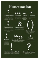 Punctuation Grammar and Writing Green Classroom Laminated Poster 24x36