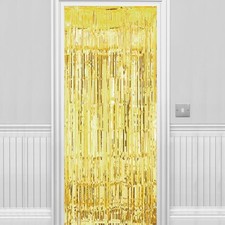 Holografische Party Dekoration Foto Hintergrund Gold Folie Quasten Türvorhang 2,4m