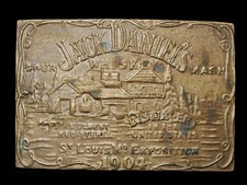 MJ11147 VINTAGE 1970s  JACK DANIEL'S WHISKEY  BOOZE SOLID BRASS BELT BUCKLE