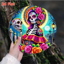 2D Flat2D Flat, Halloween Skull Metal Wall Decoration Mexican Day Of The Dead Ar