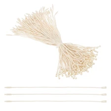 100 Pcs Wax Hang Tag String, 8 Inch Beige Snap Lock Pins Loop Price Tag