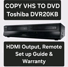 Toshiba DVR20KB Copy VHS to DVD HDMI Output VHS DVD Recorder New Remote & Guide