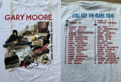 Still Got the Blues Tour 1990 guitar Gary Moore T Shirt White S-5XL