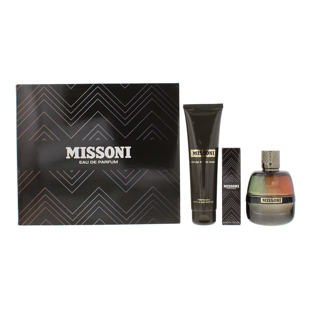 Missoni Eau de Parfum 100ml, 10ml Travel Spray + Shower Gel 150ml Gift Set Him