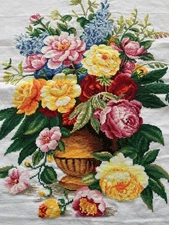 Handmade Gift completed finished cross stitch Flowers 18''x 23'' New Decor