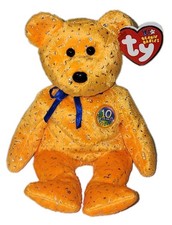 NMT* Ty Beanie Baby - DECADE the Bear (Orange)(8.5 Inch) MWNMT Plush Stuffed Toy