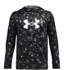Under Armour Boys Armour Fleece Big Logo All Over Print Hoodie Black/White Large