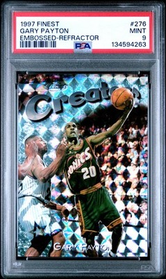 1997 FINEST EMBOSSED REFRACTOR #276 GARY PAYTON 119/263 PSA 9