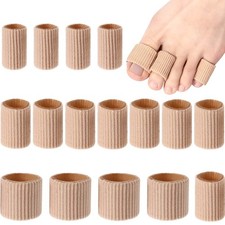 Blulu 16 Pcs Toe Cushion Tube Sleeves Soft Gel 16 Piece Assortment, Brown