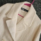 Zara Women Wool Coat Size L White Double Breasted Button Front Jacket