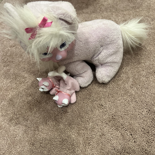 Hasbro Kitty Surprise Vintage 1993 rosa Stofftier Katze Plüsch Mama und Babys - Bild 1 von 14