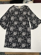 Michael Kors Daisy Floral Bell Sleeve Shift Dress Ruffle Trim Size Large