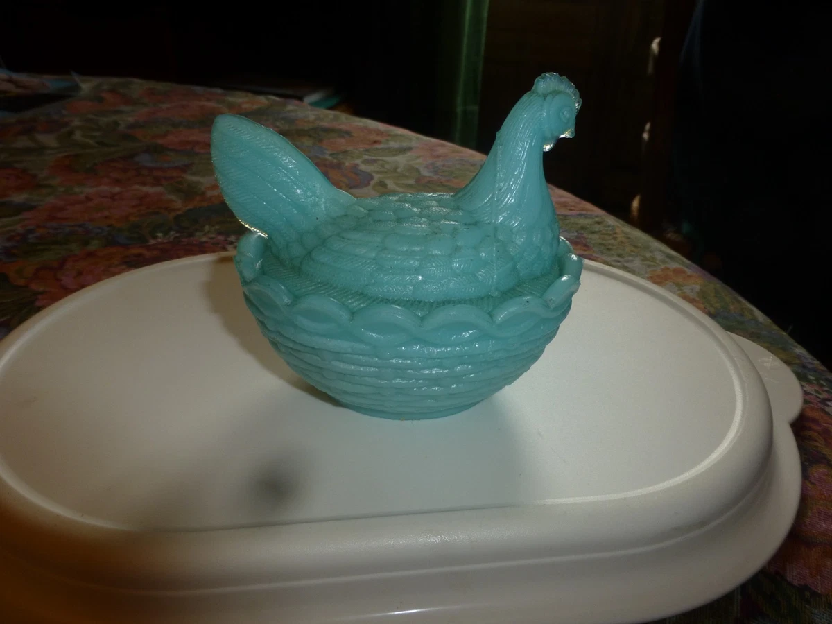 Boîte Bonbonnière Opaline Bleue Portieux – Verre Art Nouveau Avec Couvercle – État Parfait