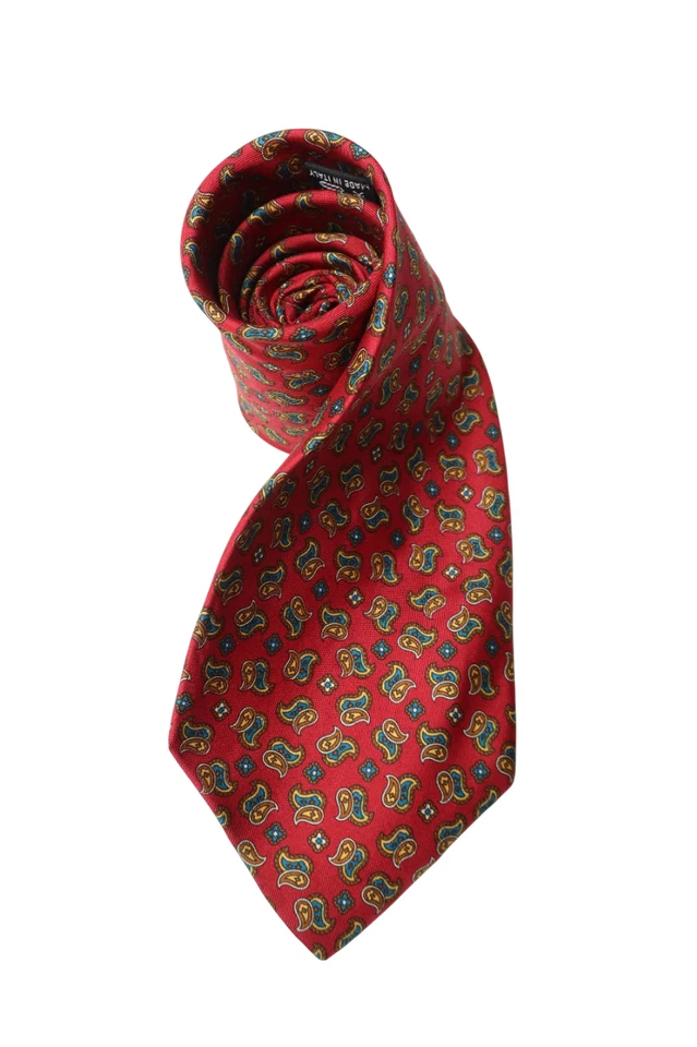MICHELANGELO Tie Men's One Size Red Patterned Pointed Pure Silk - Image 2 of 4