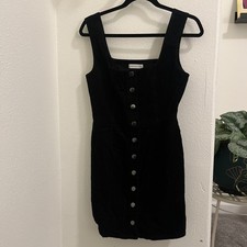 Urban Outfitters Corduroy Black Dress Bodycon Snap Size 6us / 10uk