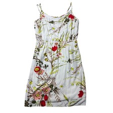 Old Navy Womens M White & Green Floral Fit & Flare Spaghetti Strap Dress 