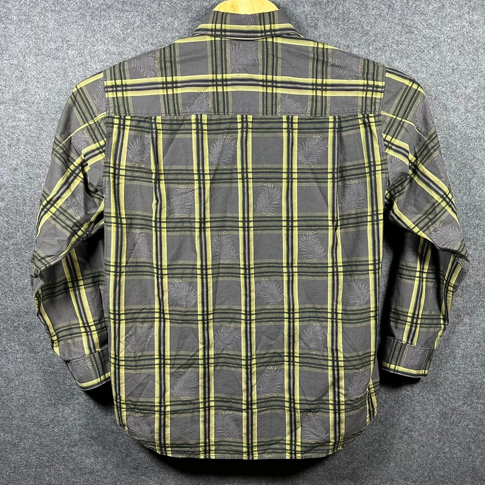 Tommy Bahama клетчатая рубашка мужская средний серый желтый длинным рукавом пальма дерево - Изображение 3 из 4