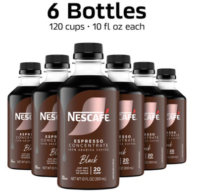 6x Nescafe Espresso Concentrate 10 oz 6 Pack   100% Arabica Black Coffee Ex 9/26