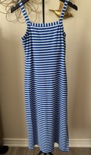 LOFT Petite 6 Blue White Striped Midi Dress Ribbed Tank Stretch 6P