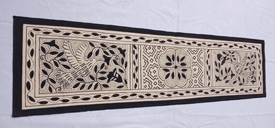 Shipibo Native Hand Painted Aya  & Colibri  Runner Cloth 62''x16''