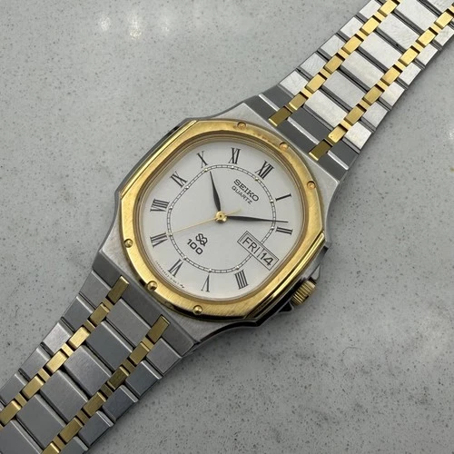 Seiko Two Tone Eclipse Shape 6923-5130 Vintage Watch Excellent Condition Working