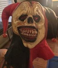 Demonic Jester Clown Scary Halloween Latex Mask Adult