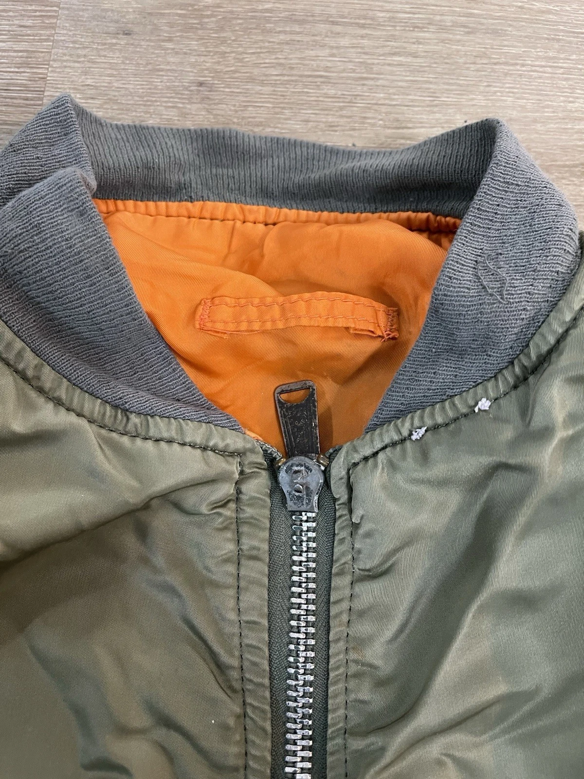 Vintage 80s Alpha Industries MA-1 Flight Bomber Jacket XXX-Large Olive Green USA - product detail image 5