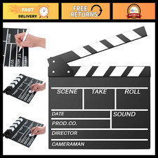 Hollywood Style Movie Clapboard - Wooden Film Slate with Erasable Pen, 12"x11