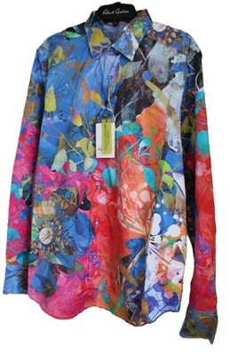 Robert Graham Men's NEWCASTLE Floral Printed Sport Classic Fit Shirt Size Large
