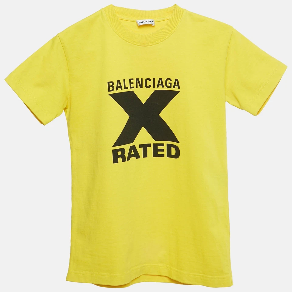 Camiseta Balenciaga Amarillo Logo Estampado Algodón Cuello Redondo XS