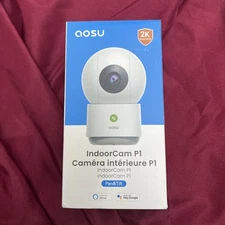 AOSU Indoor Cam P1 Pro Security Camera - 2K 360° Pan Tilt - SEALED White