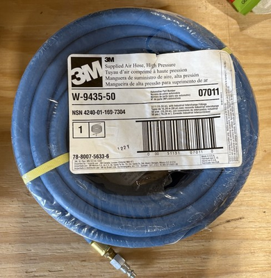 #ad 3M W 9435 50 Supplied Air Hose 3 8quot; ID 50 Ft Length High Pressure Rubber New $199.00