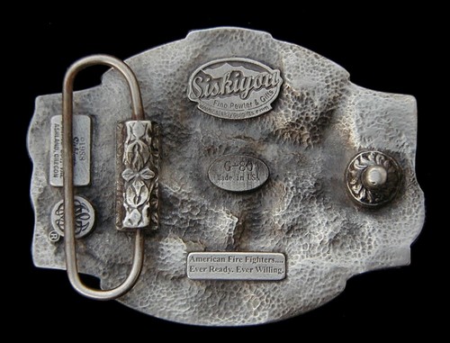 FIREFIGHTER BELT BUCKLE SISKIYOU PEWTER NICE COLORS NEW! - Picture 2 of 2