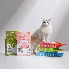 New Michu Tofu Cat Litter Natural Clumping 2.5kg/6L x12bags AU Stock