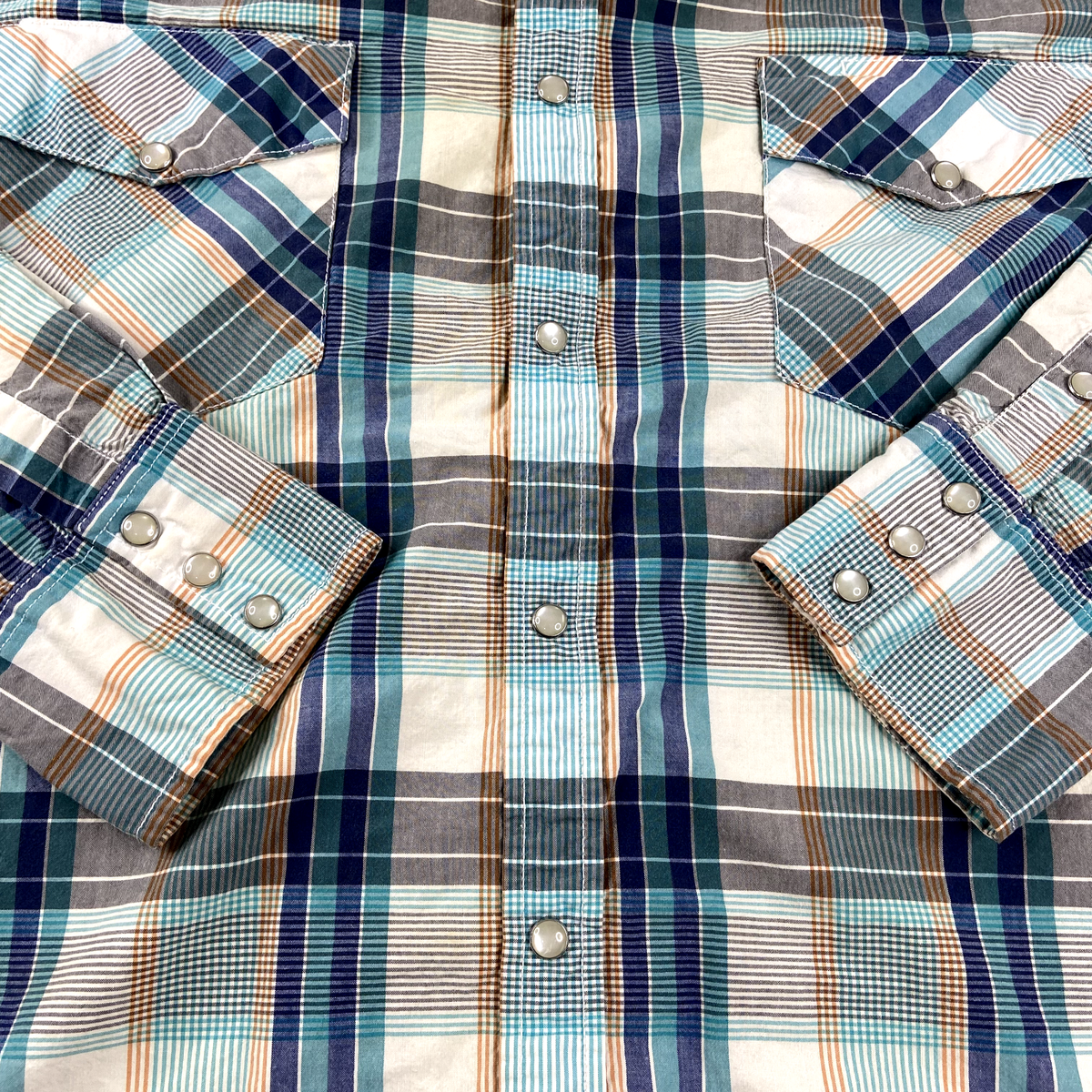 Big Mac Shirt Mens 2XL XXL Blue Long Sleeve Pearl Snap Western