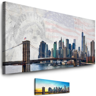 LEINWAND BILDER - XXL POSTER - NEW YORK WANDBILD SKYLINE - ABSTRAKTE KUNSTDRUCKE