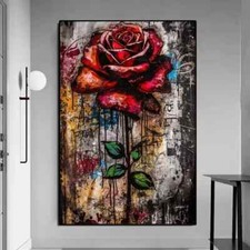Red Rose Home Decor Canvas Painting Graffiti Wall Art Colorful Posters Prints