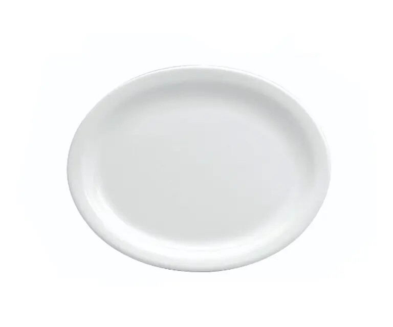 Oneida Buffalo Cream White Ware Wide Rim Rolled Edge Porcelain Platter