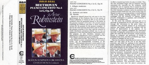 Beethoven Rubinstein Munch Piano Concerto No. 4 CASSETTE ALBUM Boston S O - Picture 9 of 10