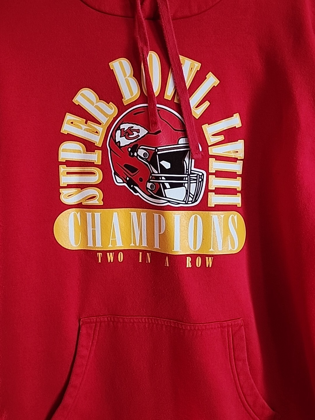 Felpa con cappuccio Kansas City Chiefs Super Bowl Champions due in una fila FANATIC L rossa NFL