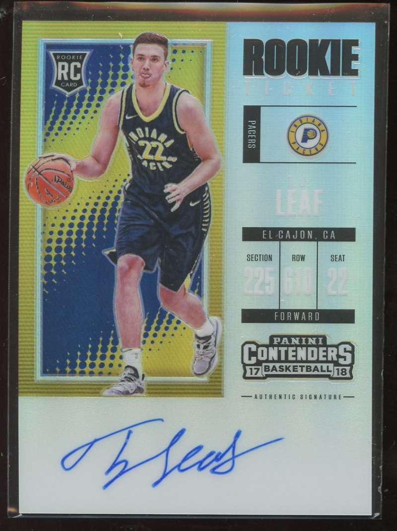 TJ Leaf Rookie Auto 2017-18 Panini Contenders Season Ticket Premium Pacers