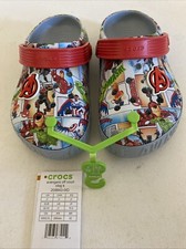 NEW CROCS KIDS AVENGERS OFF COURT CLOG RED GRAY SZ J1