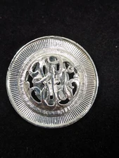 Vintage Silver Tone Monogram Round Scarf Dress Clip Retro MCM