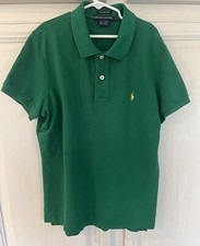 Ralph Lauren The Skinny Polo Large Kids Green Cotton Short Sleeve Shirt