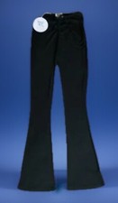 Princess Polly Imogen Pants Womens 2 Black Flared Ribbed Drawstring Stretch New