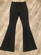 Fashion Nova Women Black See you Looking Mesh Pants Flare Bottom Size L NWT